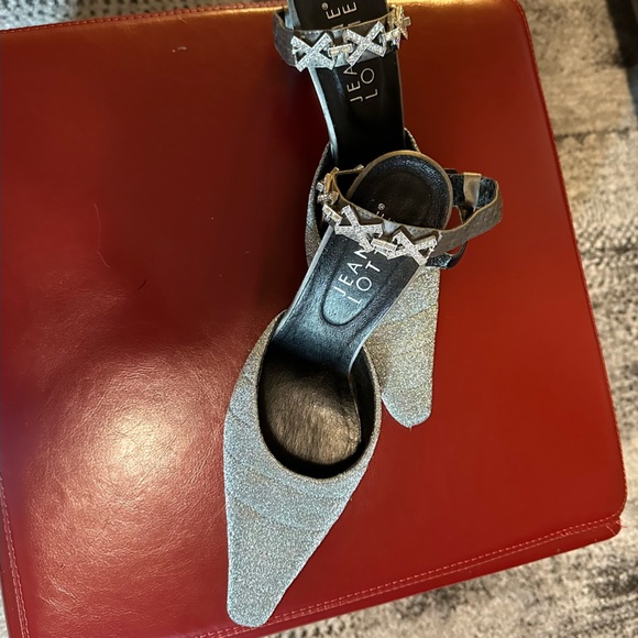 Jeanne Lottie Silver Sparkle Ankle Strap High Heels Size 8 - Picture 1 of 4